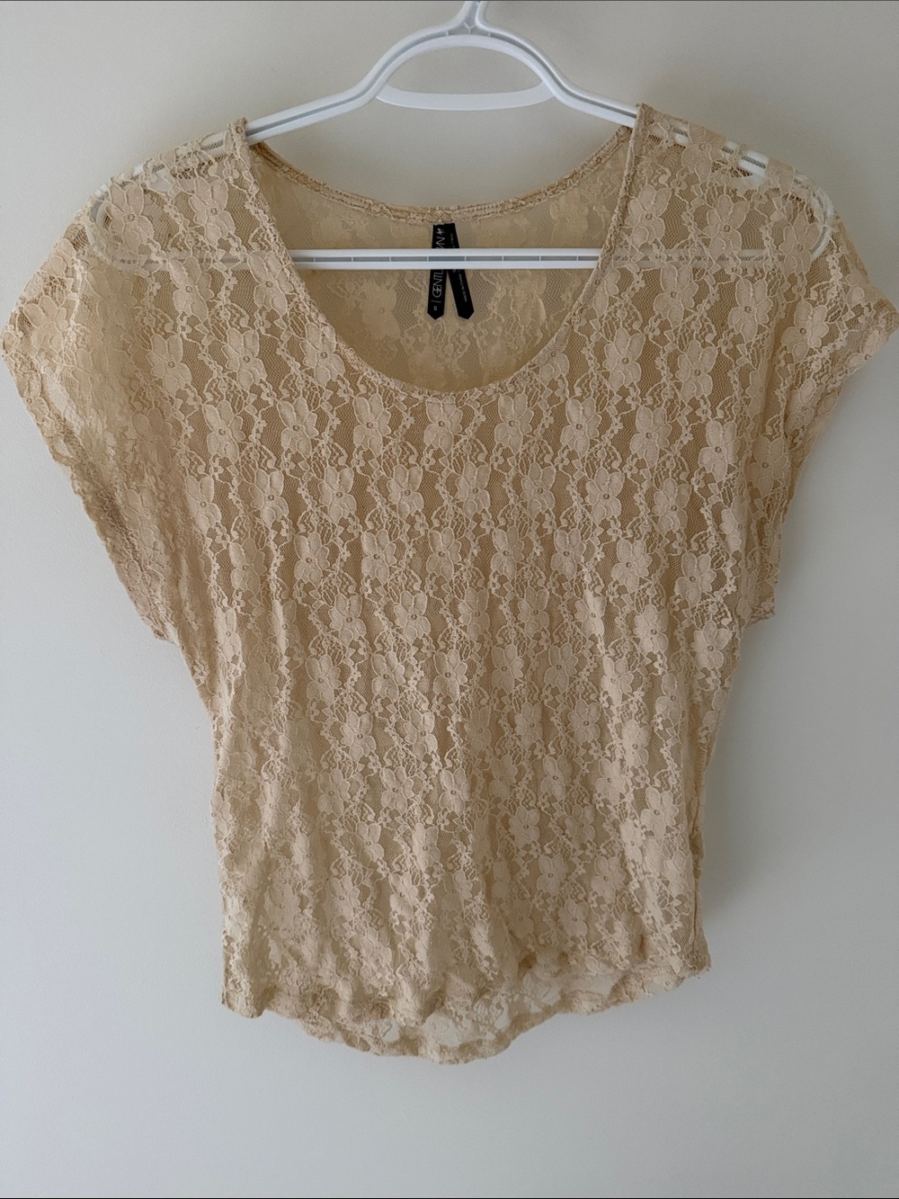 Gentle Fawn Cream Lace Overlay Short Sleeve Top